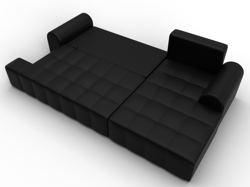 Диван угловой Лига-080 угол правый, Экокожа, GRIFON 18 черный