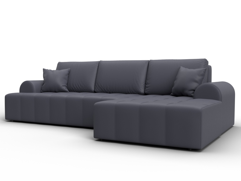 Диван угловой Лига-080 угол правый, Экокожа, GRIFON 15 серый