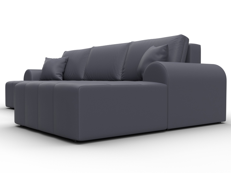 Диван угловой Лига-080 угол правый, Экокожа, GRIFON 15 серый