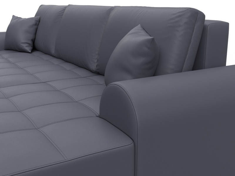 Диван угловой Лига-080 угол правый, Экокожа, GRIFON 15 серый