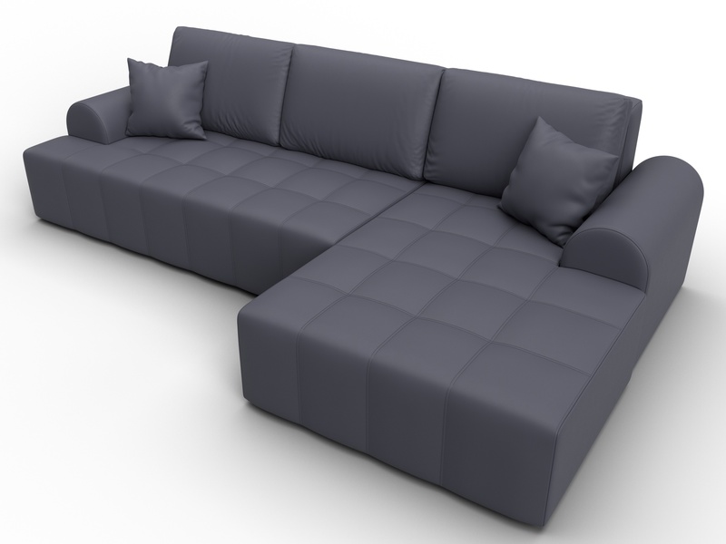 Диван угловой Лига-080 угол правый, Экокожа, GRIFON 15 серый