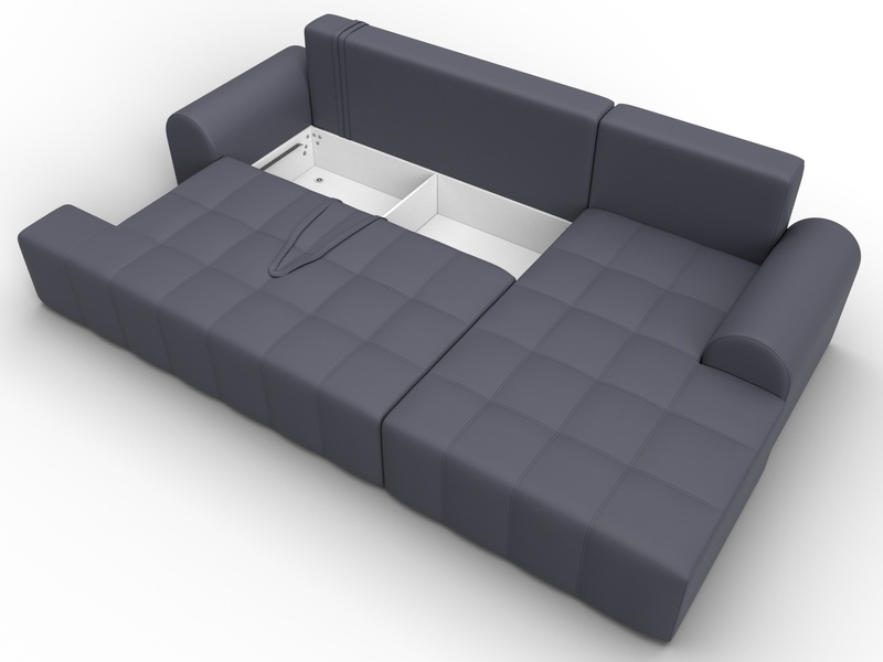 Диван угловой Лига-080 угол правый, Экокожа, GRIFON 15 серый