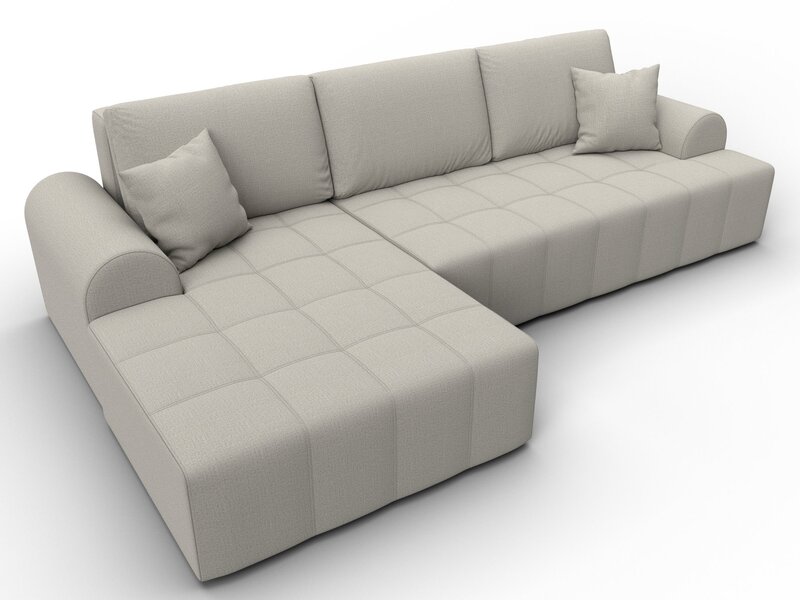 Диван угловой Лига-080 угол левый, Рогожка, Амур 02 бежевый