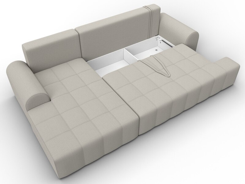 Диван угловой Лига-080 угол левый, Рогожка, Амур 02 бежевый