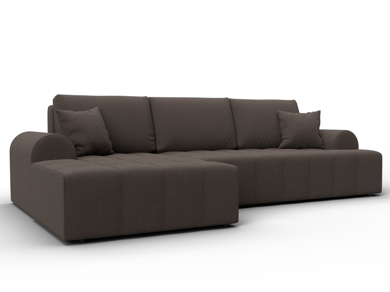 Диван угловой Лига-080 угол левый, Рогожка, Амур 05 коричневый