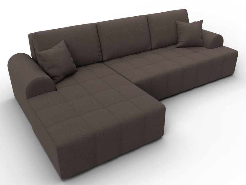 Диван угловой Лига-080 угол левый, Рогожка, Амур 05 коричневый