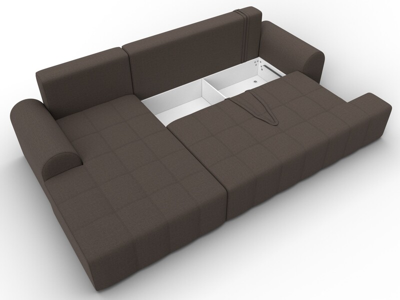 Диван угловой Лига-080 угол левый, Рогожка, Амур 05 коричневый