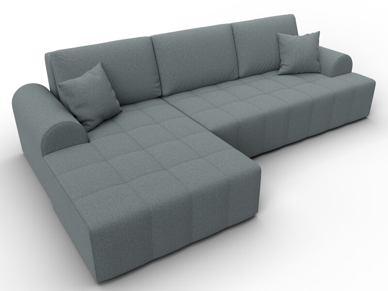 Диван угловой Лига-080 угол левый, Рогожка, Амур 07 серый