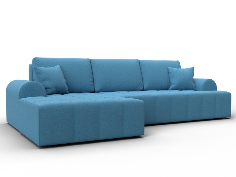 Диван угловой Лига-080 угол левый, Рогожка, Амур 10 голубой