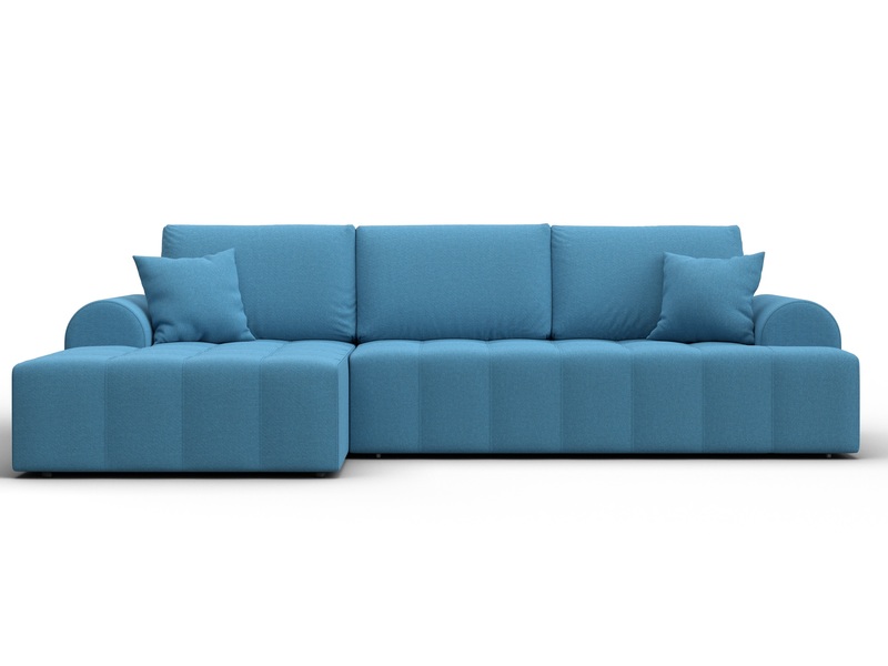 Диван угловой Лига-080 угол левый, Рогожка, Амур 10 голубой