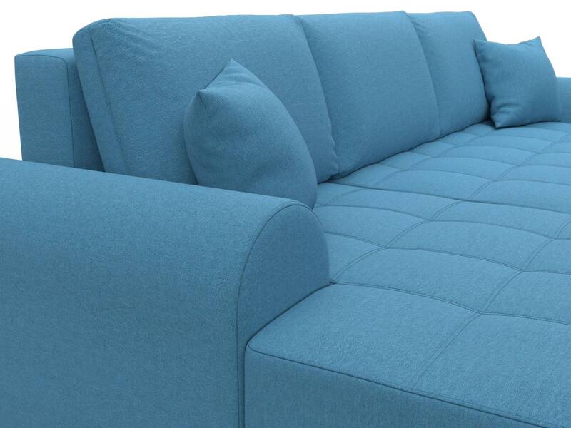 Диван угловой Лига-080 угол левый, Рогожка, Амур 10 голубой