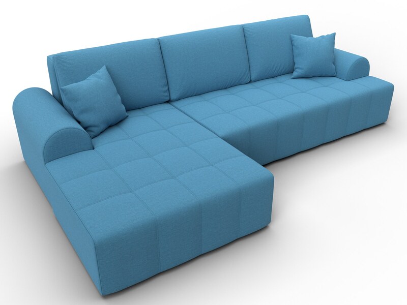 Диван угловой Лига-080 угол левый, Рогожка, Амур 10 голубой