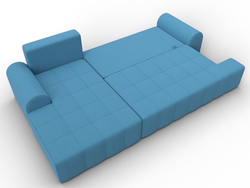 Диван угловой Лига-080 угол левый, Рогожка, Амур 10 голубой