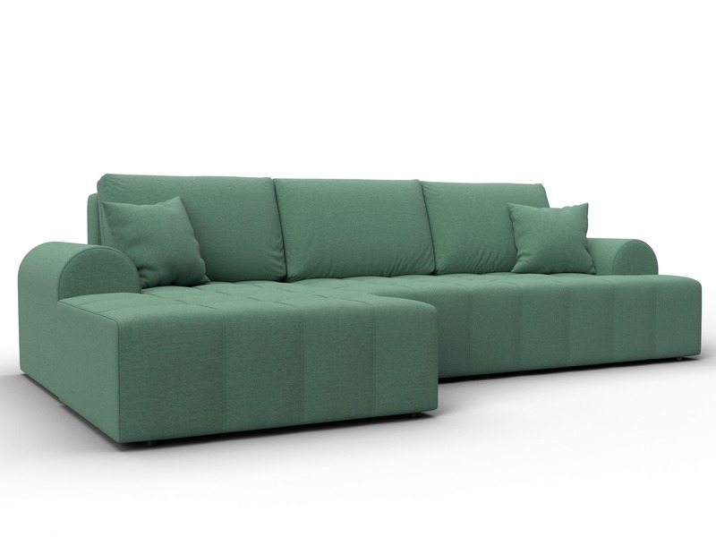 Диван угловой Лига-080 угол левый, Рогожка, Амур 11 зеленый