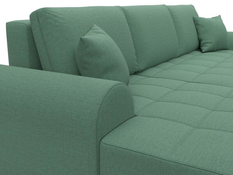 Диван угловой Лига-080 угол левый, Рогожка, Амур 11 зеленый