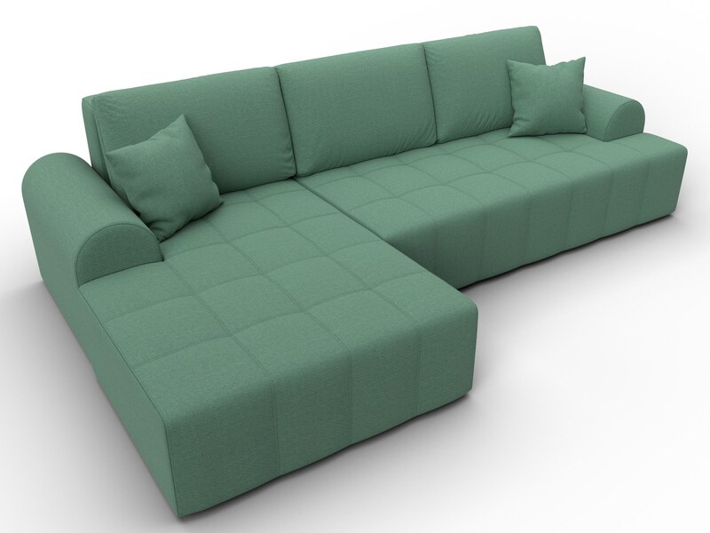 Диван угловой Лига-080 угол левый, Рогожка, Амур 11 зеленый