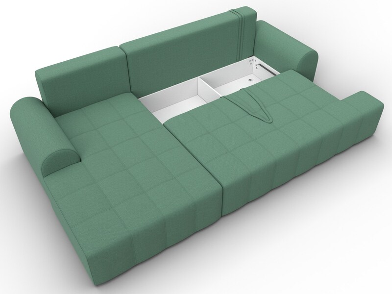 Диван угловой Лига-080 угол левый, Рогожка, Амур 11 зеленый