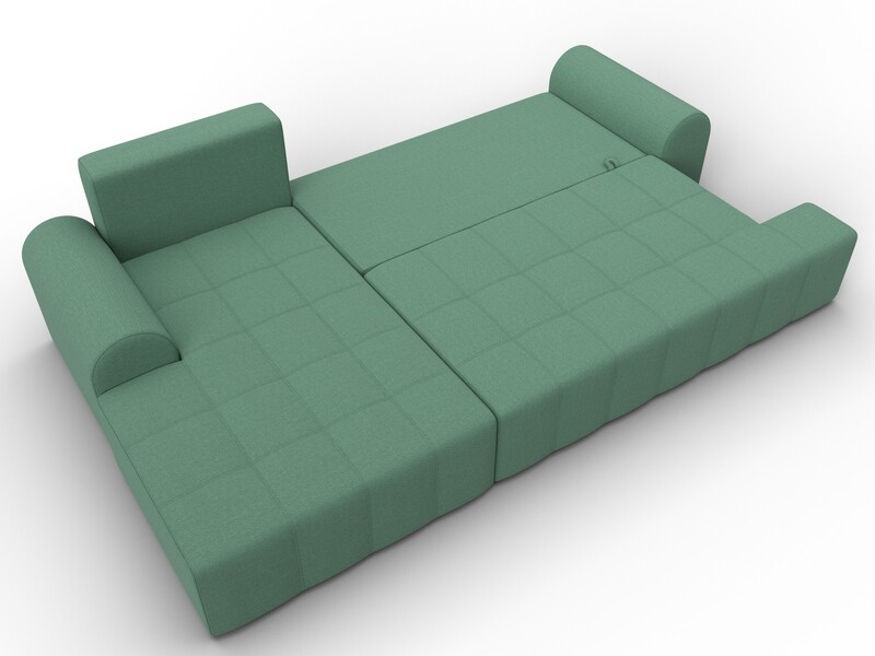 Диван угловой Лига-080 угол левый, Рогожка, Амур 11 зеленый