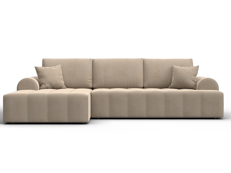 Диван угловой Лига-080 угол левый, Велюр, SEVEN 729 бежевый