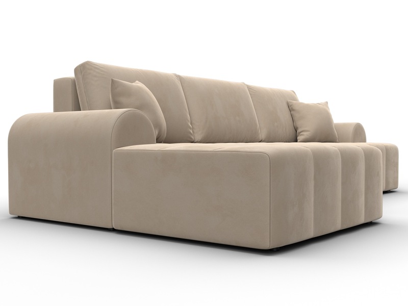 Диван угловой Лига-080 угол левый, Велюр, SEVEN 729 бежевый