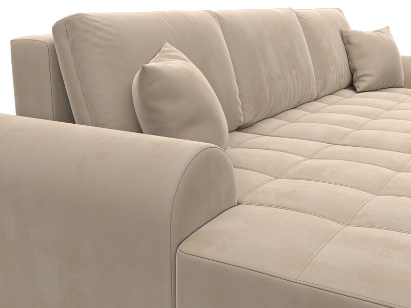 Диван угловой Лига-080 угол левый, Велюр, SEVEN 729 бежевый