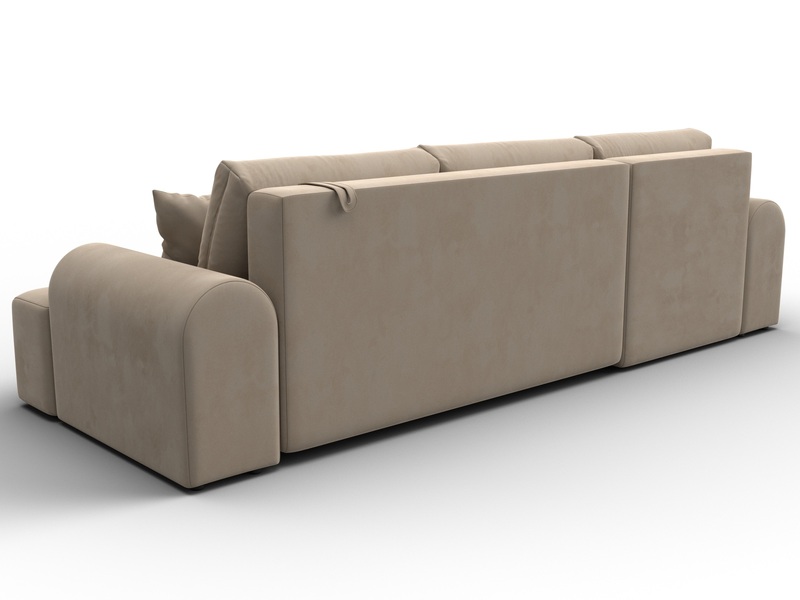 Диван угловой Лига-080 угол левый, Велюр, SEVEN 729 бежевый