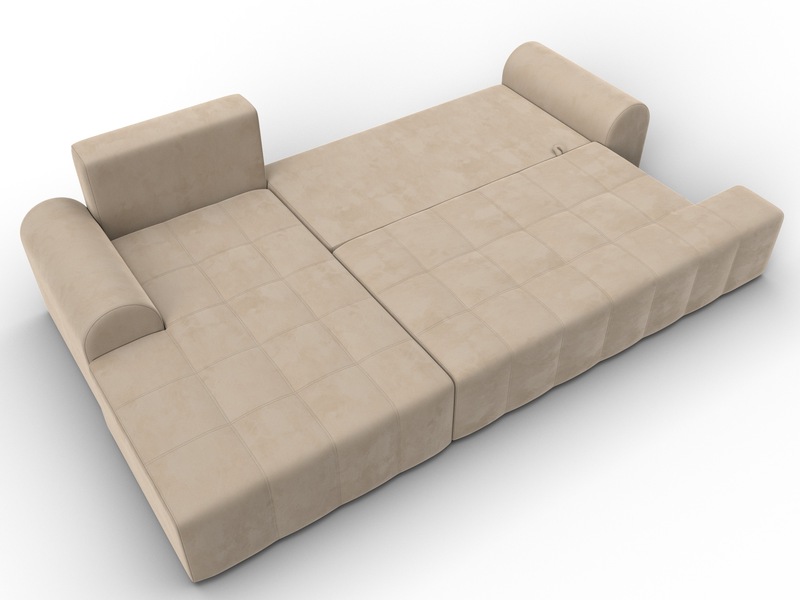 Диван угловой Лига-080 угол левый, Велюр, SEVEN 729 бежевый