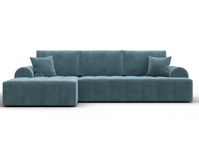 Диван угловой Лига-080 угол левый, Велюр, SEVEN 113 бирюзовый