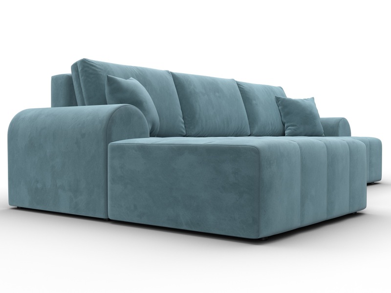 Диван угловой Лига-080 угол левый, Велюр, SEVEN 113 бирюзовый
