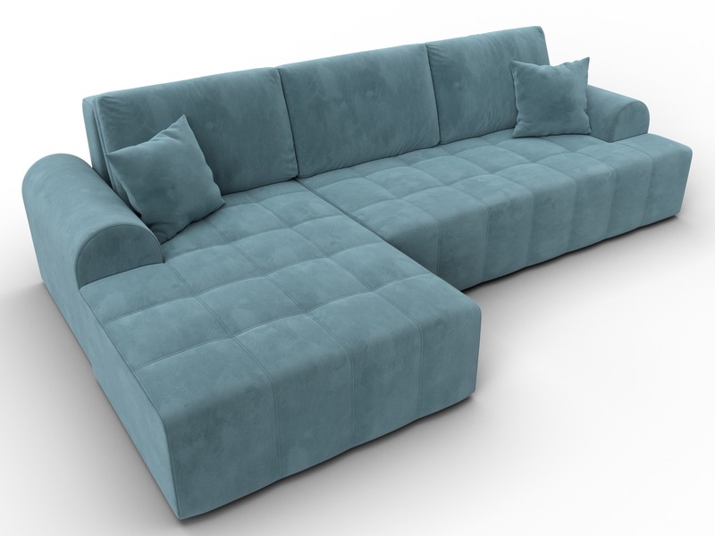 Диван угловой Лига-080 угол левый, Велюр, SEVEN 113 бирюзовый