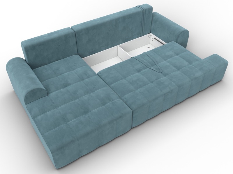 Диван угловой Лига-080 угол левый, Велюр, SEVEN 113 бирюзовый