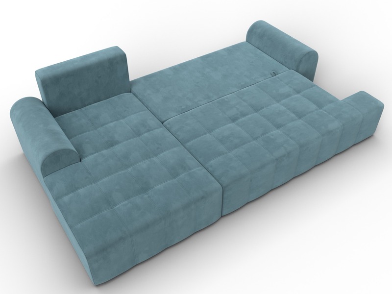 Диван угловой Лига-080 угол левый, Велюр, SEVEN 113 бирюзовый