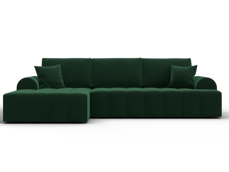 Диван угловой Лига-080 угол левый, Велюр, SEVEN 626 зеленый