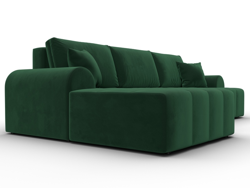 Диван угловой Лига-080 угол левый, Велюр, SEVEN 626 зеленый