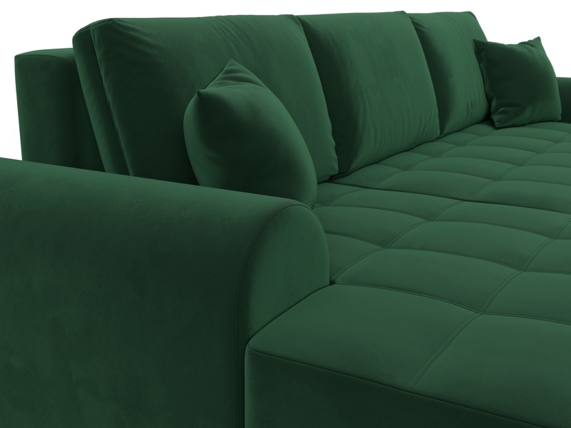 Диван угловой Лига-080 угол левый, Велюр, SEVEN 626 зеленый