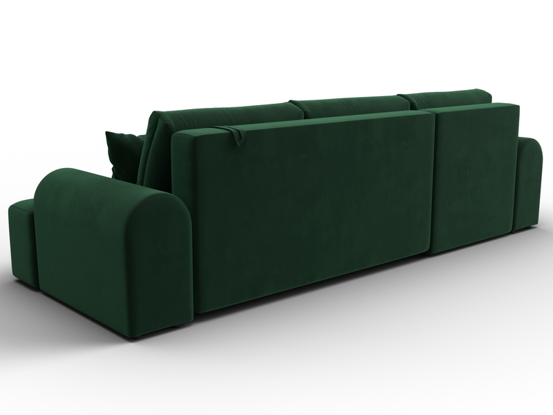 Диван угловой Лига-080 угол левый, Велюр, SEVEN 626 зеленый