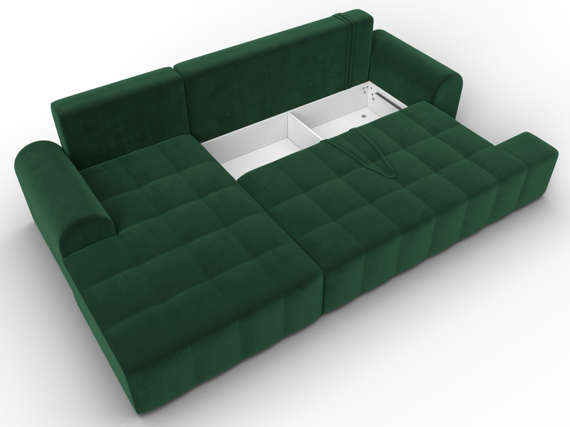 Диван угловой Лига-080 угол левый, Велюр, SEVEN 626 зеленый