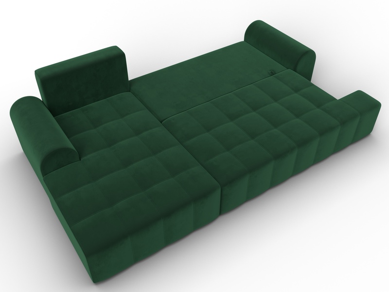 Диван угловой Лига-080 угол левый, Велюр, SEVEN 626 зеленый