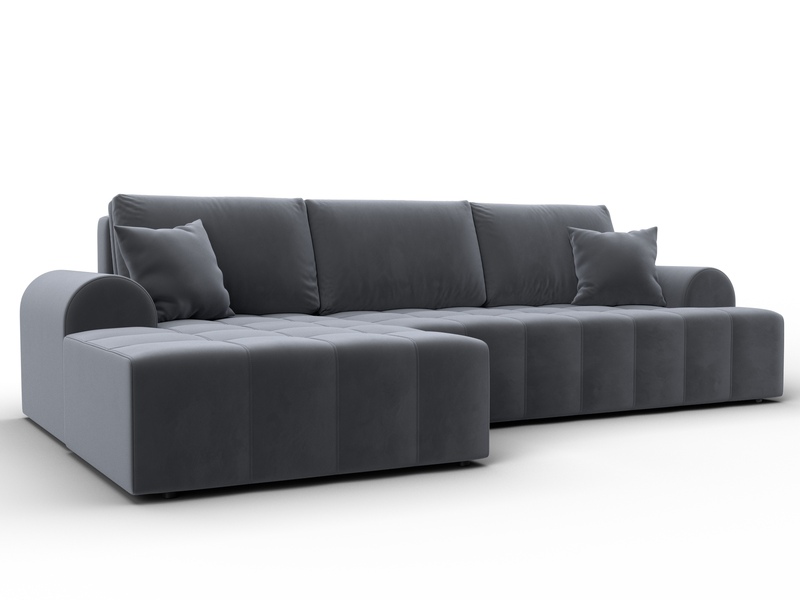 Диван угловой Лига-080 угол левый, Велюр, SEVEN 17 серый