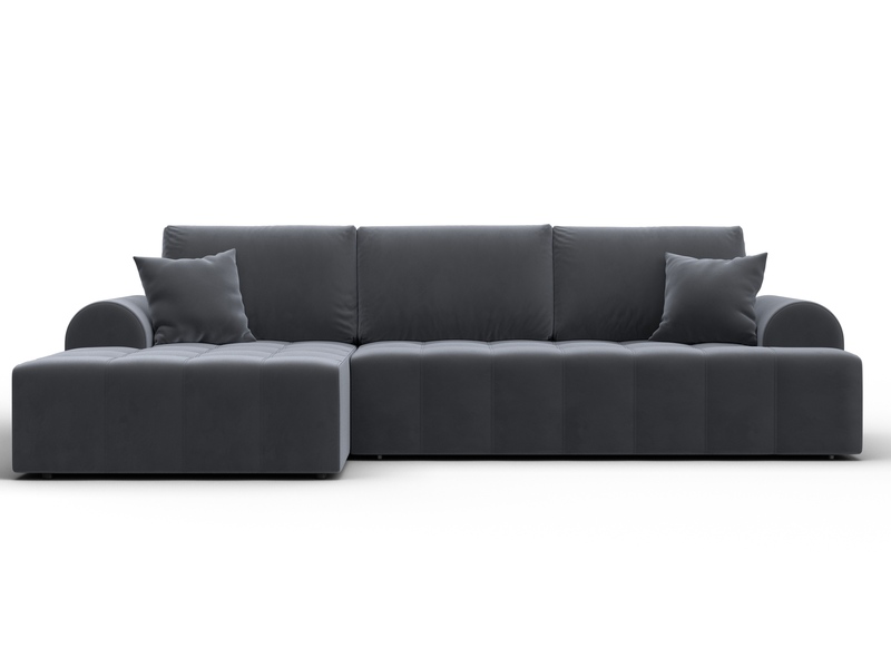 Диван угловой Лига-080 угол левый, Велюр, SEVEN 17 серый