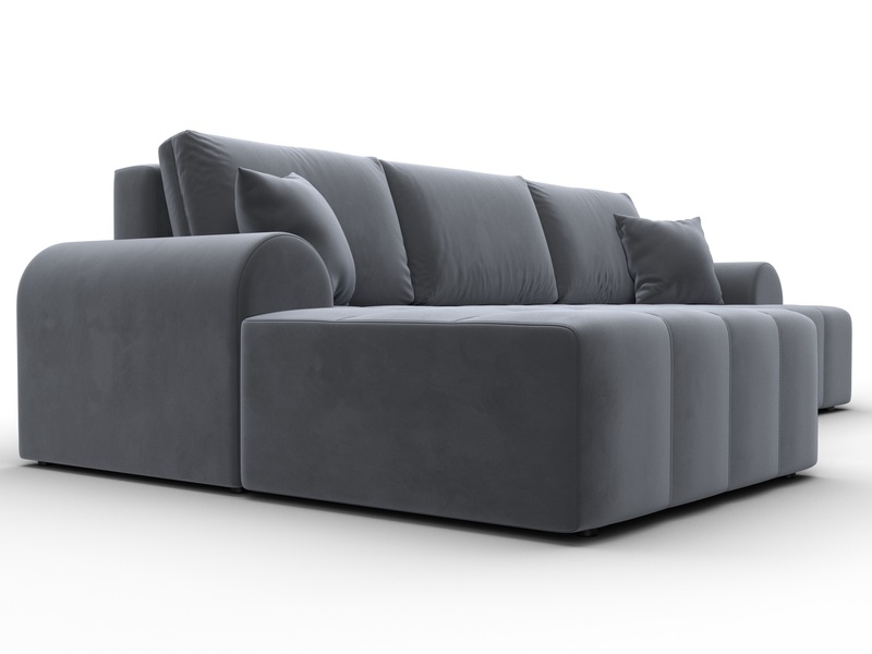 Диван угловой Лига-080 угол левый, Велюр, SEVEN 17 серый