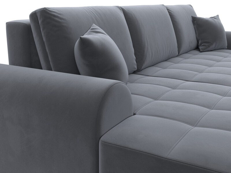 Диван угловой Лига-080 угол левый, Велюр, SEVEN 17 серый