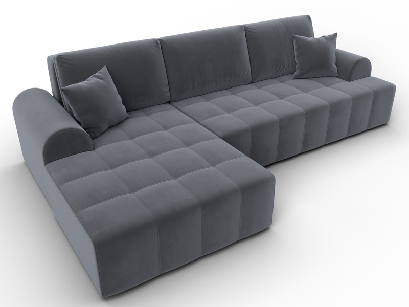 Диван угловой Лига-080 угол левый, Велюр, SEVEN 17 серый