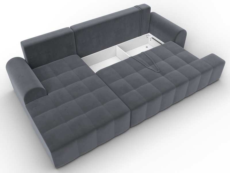 Диван угловой Лига-080 угол левый, Велюр, SEVEN 17 серый