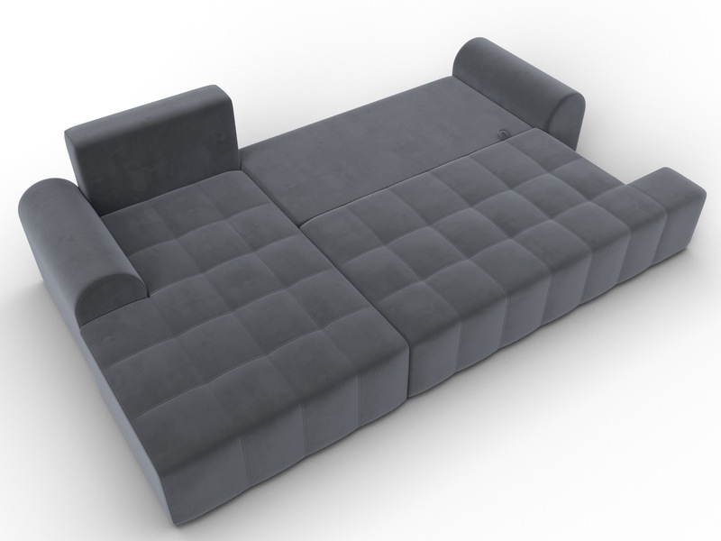 Диван угловой Лига-080 угол левый, Велюр, SEVEN 17 серый