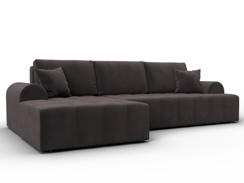 Диван угловой Лига-080 угол левый, Велюр, SEVEN 727 коричневый