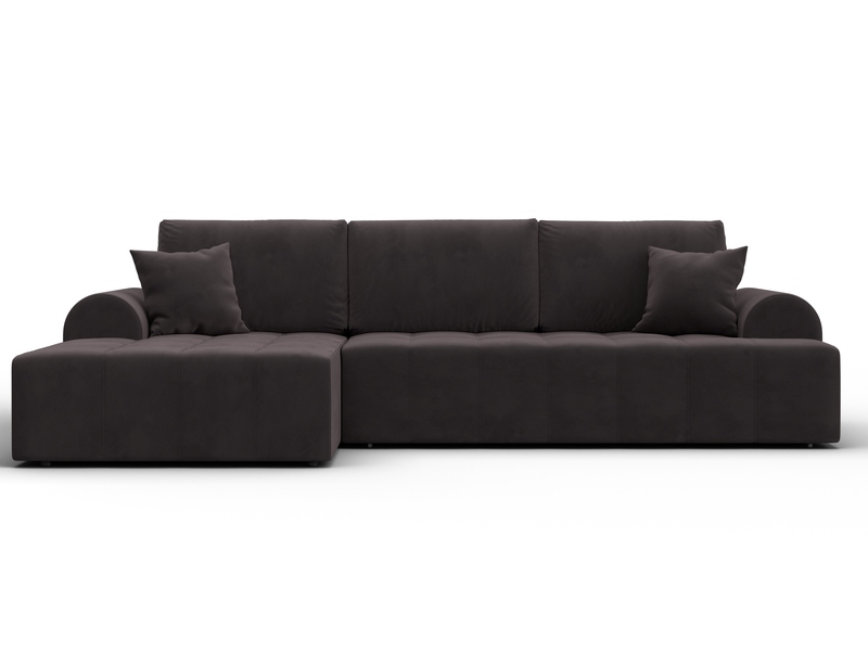 Диван угловой Лига-080 угол левый, Велюр, SEVEN 727 коричневый