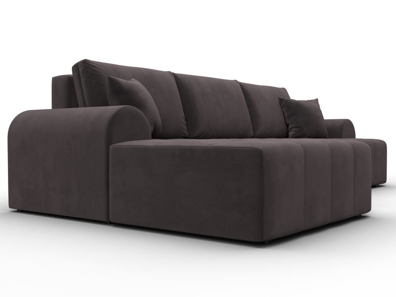 Диван угловой Лига-080 угол левый, Велюр, SEVEN 727 коричневый