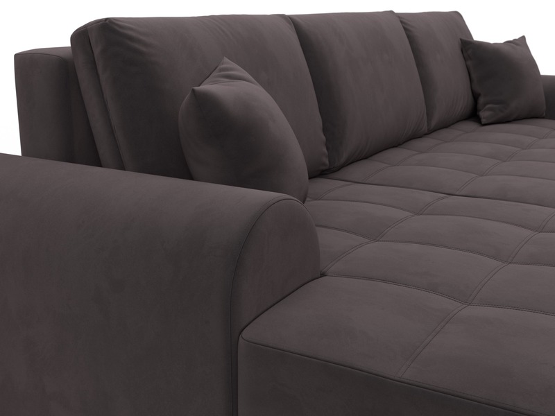 Диван угловой Лига-080 угол левый, Велюр, SEVEN 727 коричневый