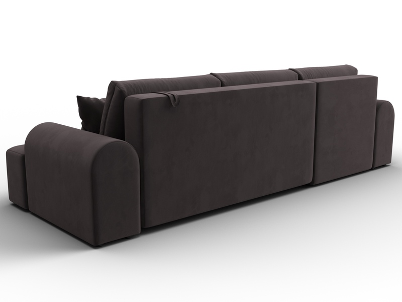 Диван угловой Лига-080 угол левый, Велюр, SEVEN 727 коричневый